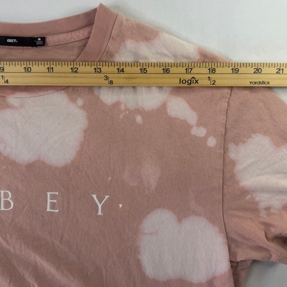 Obey T-Shirt Size M Pink Good Bleach Cloud Wash Logo Short Sleeve Tee - Picture 9 of 10